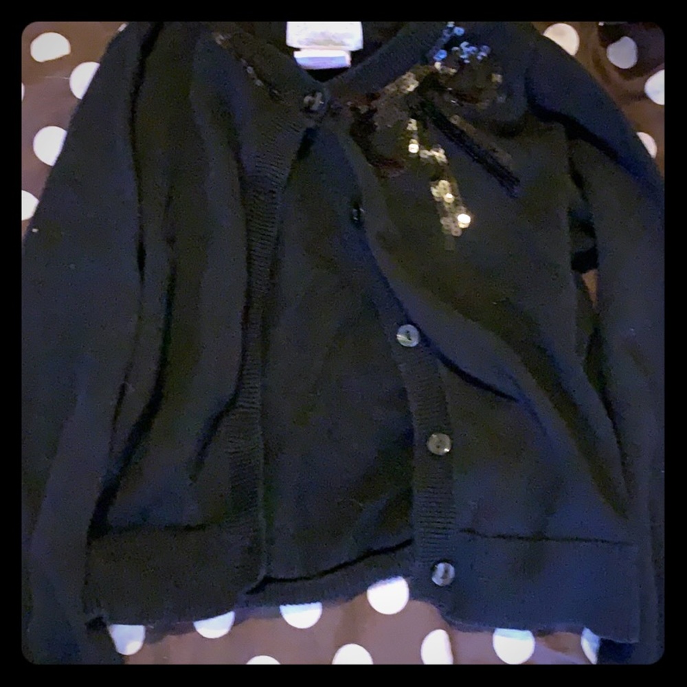 Toddler Black Sweater With Cute Bow Sequin Detail